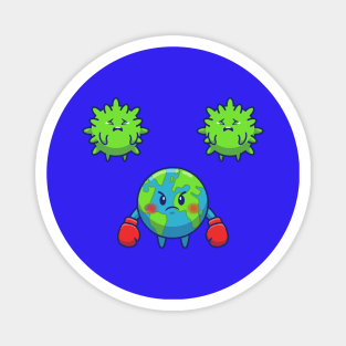 World Fighting Corona Virus Cartoon Magnet